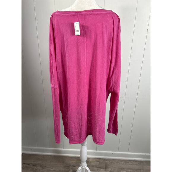 Free People We The Free On My Mind V-Neck Top in Azalea. Size L. NWT - Picture 5 of 9
